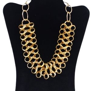 Ballet Gold-Tone Stylized Link Bib Necklace 18"